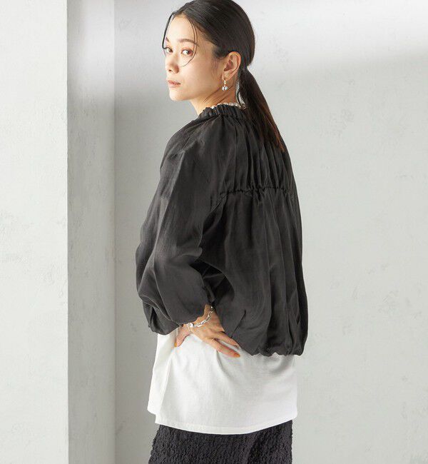 SHIPS for women「〈手洗い可能〉バック ギャザー リネン ジップ ブルゾン」|ブルゾン・スタジャン|