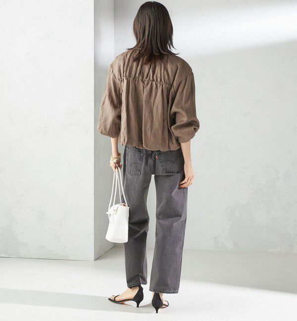 SHIPS for women「〈手洗い可能〉バック ギャザー リネン ジップ ブルゾン」|ブルゾン・スタジャン|