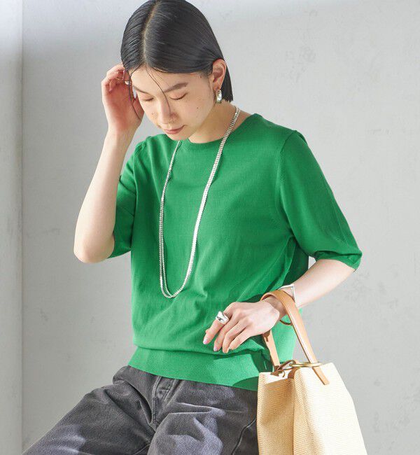 SHIPS for women「〈接触冷感 / 手洗い可能〉アイスコットン ショート スリーブ プルオーバー」|ニット・セーター|