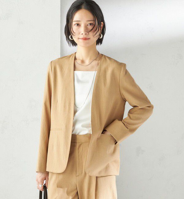 SHIPS for women「〈手洗い可能〉FUNCTIONAL カラーレス ジャケット（セットアップ対応）」|ノーカラージャケット|