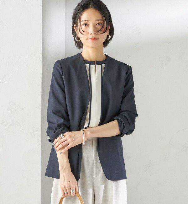 SHIPS for women「〈手洗い可能〉FUNCTIONAL カラーレス ジャケット（セットアップ対応）」|ノーカラージャケット|