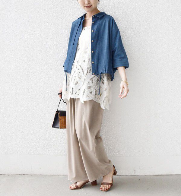 SHIPS for women「【WEB限定】〈手洗い可能〉デニム ライク タック 裾 ドロスト 羽織 シャツ」|シャツ・ブラウス|