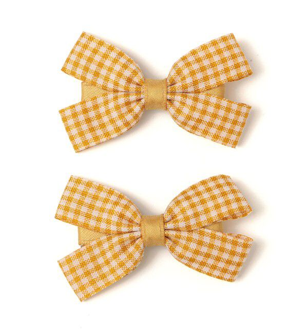 SHIPS KIDS「SHIPS KIDS: ギンガムチェック リボン ヘアピン セット」|その他|イエロー