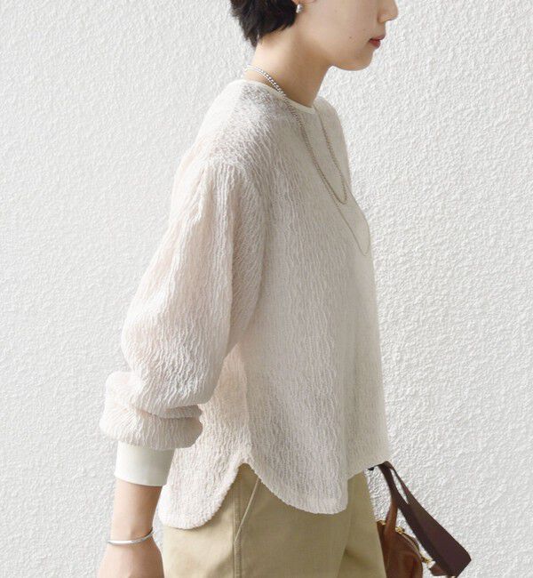 SHIPS for women「〈手洗い可能〉ランダム ブルーゼ 袖 タック プルオーバー」|Tシャツ・カットソー|