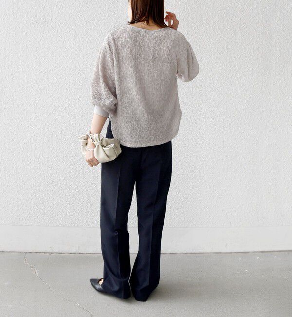 SHIPS for women「〈手洗い可能〉ランダム ブルーゼ 袖 タック プルオーバー」|Tシャツ・カットソー|