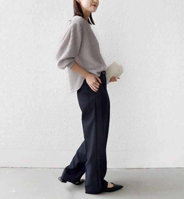 SHIPS for women「〈手洗い可能〉ランダム ブルーゼ 袖 タック プルオーバー」|Tシャツ・カットソー|