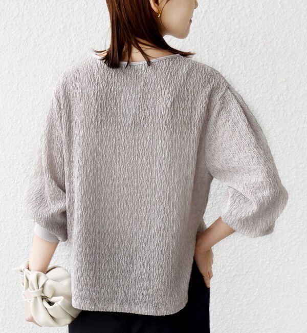 SHIPS for women「〈手洗い可能〉ランダム ブルーゼ 袖 タック プルオーバー」|Tシャツ・カットソー|