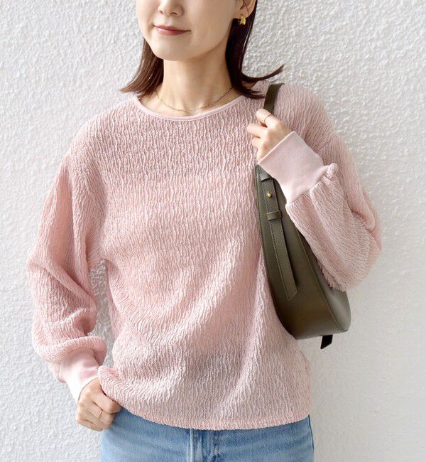 SHIPS for women「〈手洗い可能〉ランダム ブルーゼ 袖 タック プルオーバー」|Tシャツ・カットソー|