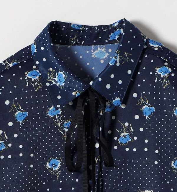 quaranciel「quaranciel:〈洗濯機可能〉ドット フラワー プリント リボンタイ シャツ」|シャツ・ブラウス|