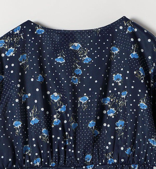 quaranciel「quaranciel: ドット フラワー プリント Iライン ギャザー ワンピース」|ワンピース|