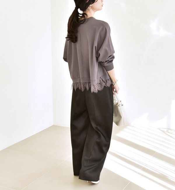 quaranciel「quaranciel:〈手洗い可能〉レースヘム ドルマン ニット プルオーバー」|ニット・セーター|