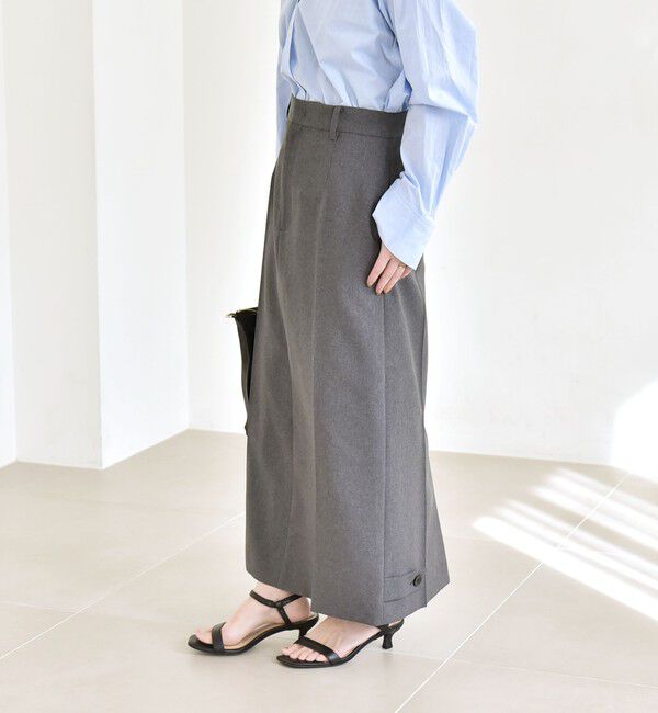 quaranciel「quaranciel:〈洗濯機可能〉ベルトデザイン Iライン スラックス スカート」|スカート|