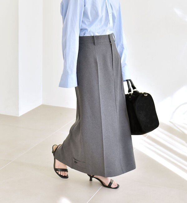 quaranciel「quaranciel:〈洗濯機可能〉ベルトデザイン Iライン スラックス スカート」|スカート|