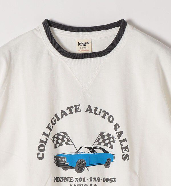 SHIPS any「【SHIPS any別注】Collegiate Pacific:〈洗濯機可能〉V ガゼット プリント & 刺繍 Tシャツ」|Tシャツ・カットソー|