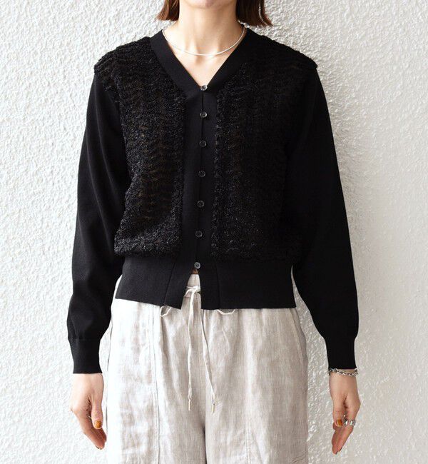 SHIPS any「《予約》SHIPS any:〈手洗い可能〉シアー ジャカード コンパクト カーディガン」|カーディガン|