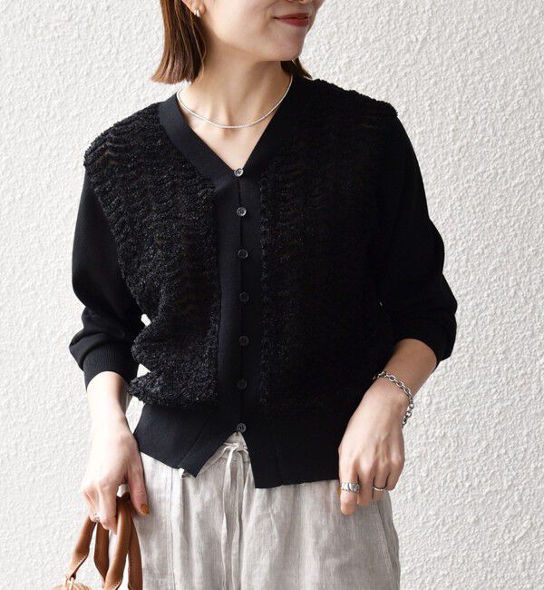 SHIPS any「《予約》SHIPS any:〈手洗い可能〉シアー ジャカード コンパクト カーディガン」|カーディガン|