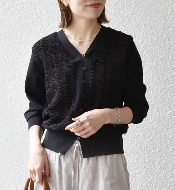 SHIPS any「《予約》SHIPS any:〈手洗い可能〉シアー ジャカード コンパクト カーディガン」|カーディガン|