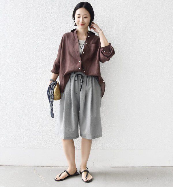 SHIPS for women「〈手洗い可能〉ギンガム サッカー ドロスト ショート パンツ」|その他|