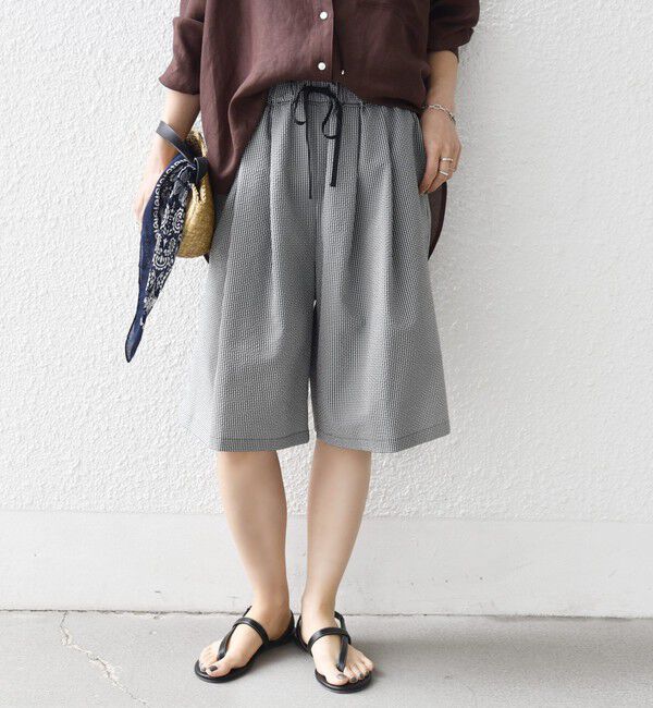 SHIPS for women「〈手洗い可能〉ギンガム サッカー ドロスト ショート パンツ」|その他|