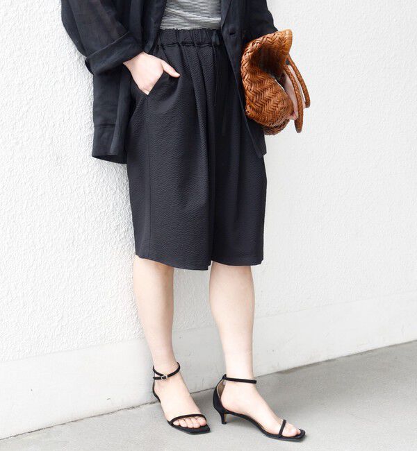 SHIPS for women「〈手洗い可能〉ギンガム サッカー ドロスト ショート パンツ」|その他|ブラック