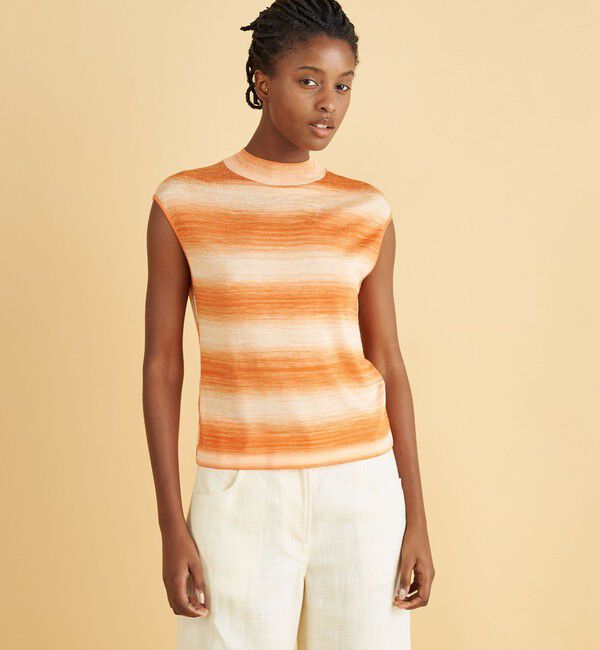 DES PRES「プリンテッドレーヨン ビルドネックプルオーバー」|ニット・セーター|