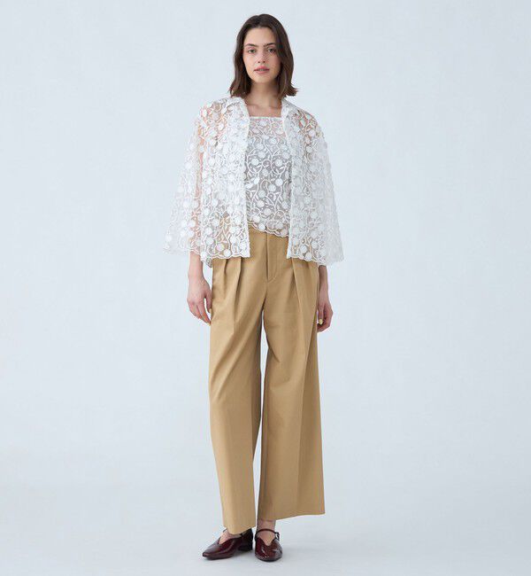 MACPHEE「メッシュエンブロイダリー オープンカラーシャツ」|シャツ・ブラウス|