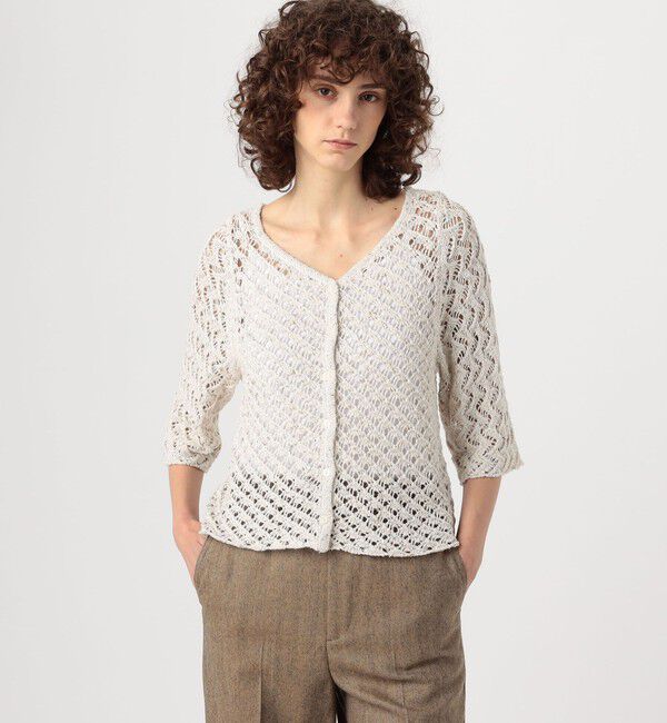 DES PRES「グリッターネップヤーン Vネックカーディガン」|カーディガン|