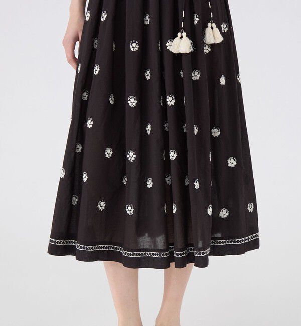 SOULEIADO「コットンボイルエンブロイダリー プチスタンドカラーワンピース」|ワンピース|