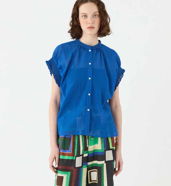 Ballsey「コットンクレープ スタンドカラーブラウス」|シャツ・ブラウス|