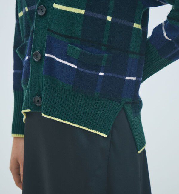 MACPHEE「NZ LAMBS プリント Vネックカーディガン」|カーディガン|