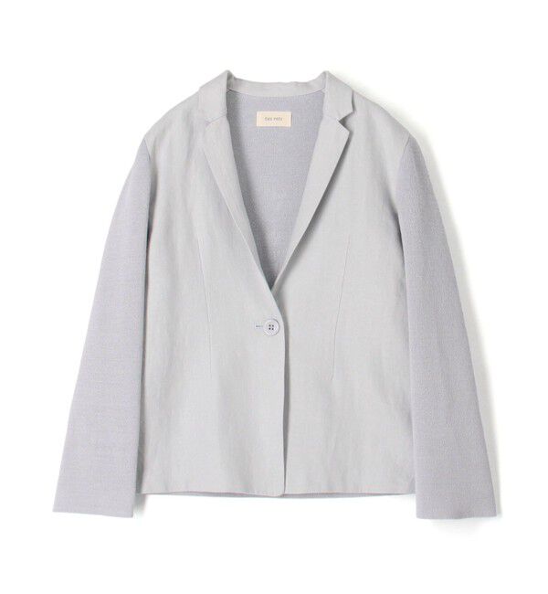 DES PRES「リネンファブリックコンビ テーラーニットジャケット」|テーラードジャケット|61 ライトブルー