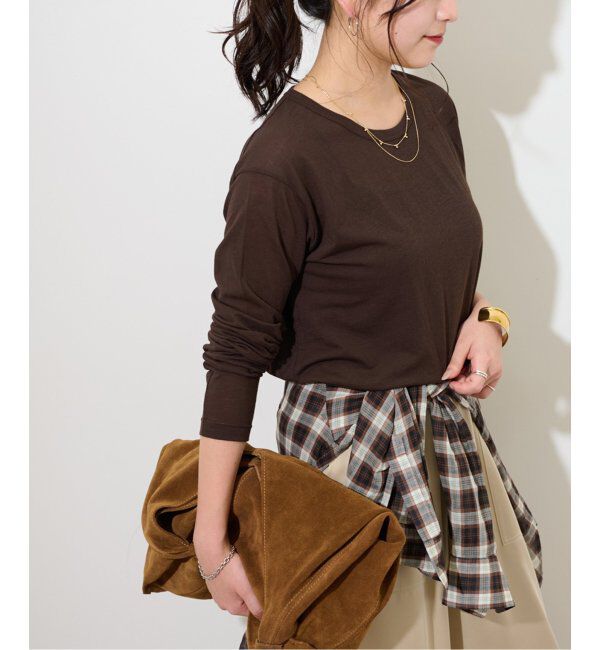 JOURNAL STANDARD relume「《追加3 / 新色》シアークルーネックロングTシャツ」|Tシャツ・カットソー|ブラウン