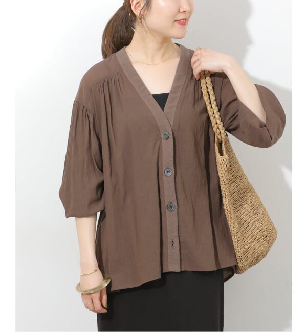 JOURNAL STANDARD relume「《追加2》T/R強撚ブラウス」|シャツ・ブラウス|ブラウン