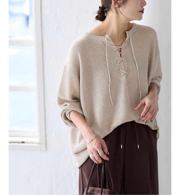 JOURNAL STANDARD「メッシュレースアップニット」|ニット・セーター|