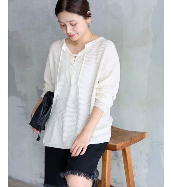 JOURNAL STANDARD「メッシュレースアップニット」|ニット・セーター|