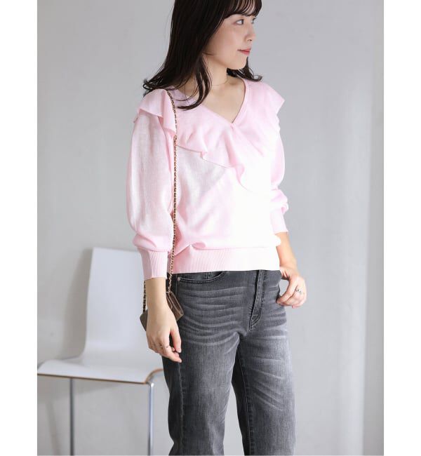  「【洗える】フリルニット」|ニット・セーター|