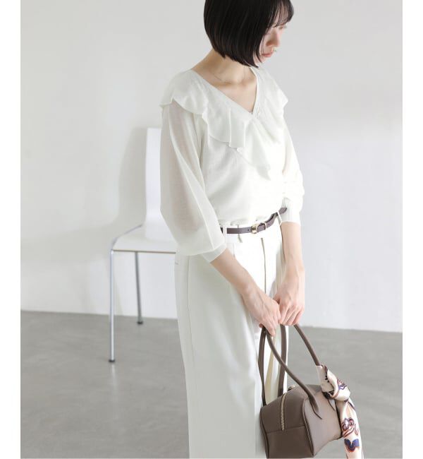  「【洗える】フリルニット」|ニット・セーター|