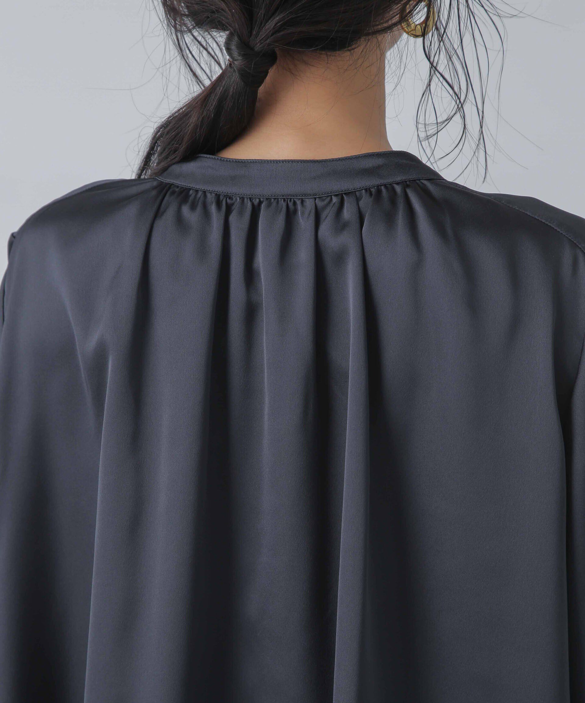 nano･universe「前後2wayサテンギャザーブラウス(セットアップ可)」|シャツ・ブラウス|
