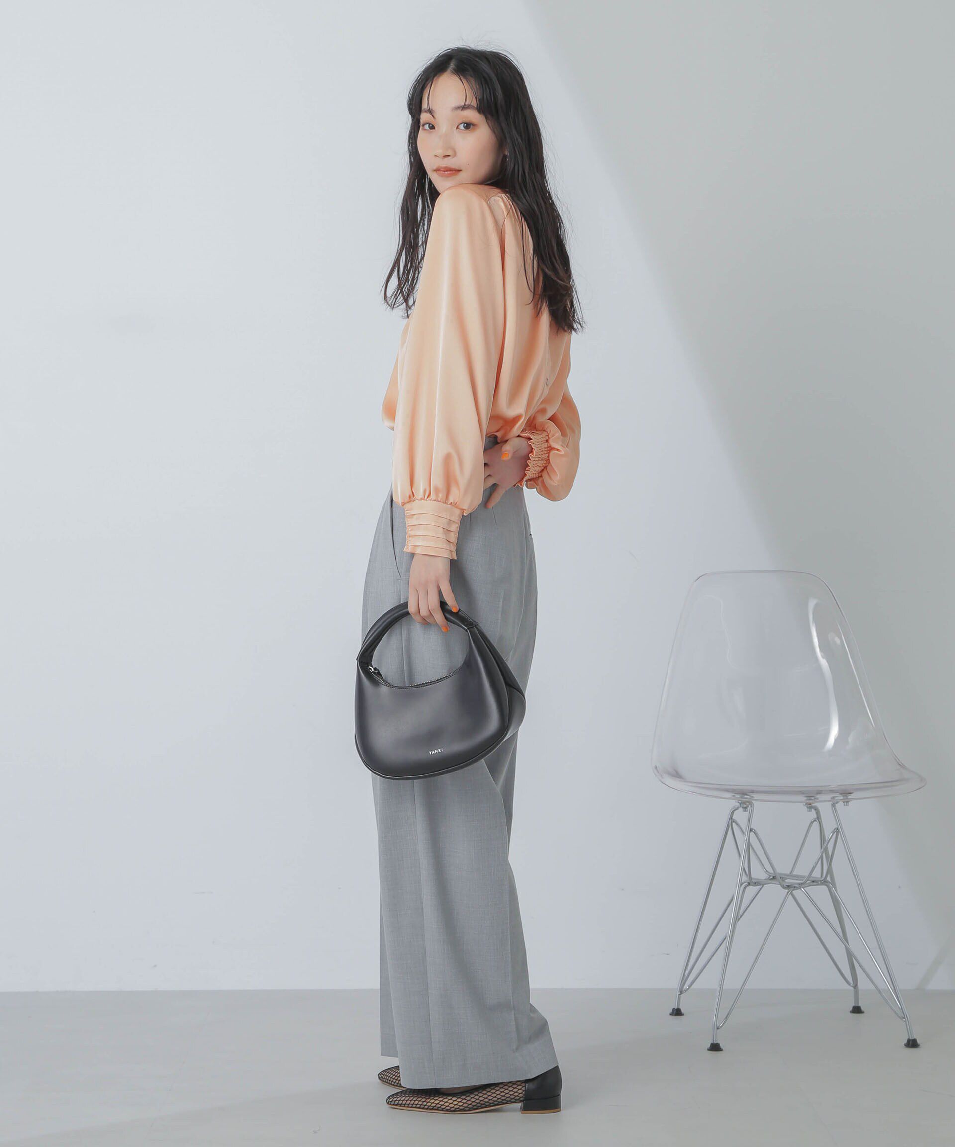 nano･universe「前後2wayサテンギャザーブラウス(セットアップ可)」|シャツ・ブラウス|