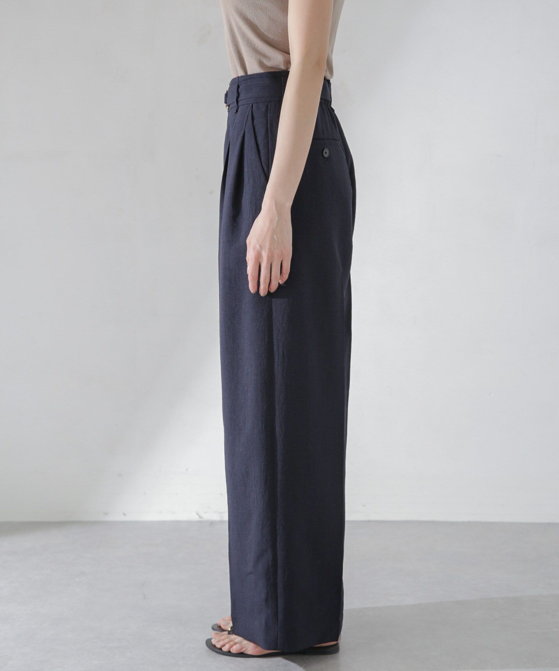 nano･universe「<洗濯機使用可><ﾉﾝｱｲﾛﾝ>ﾒﾗﾝｼﾞﾄﾞﾗｲ ﾍﾞﾙﾄ付きﾜｲﾄﾞ  」|チノ|