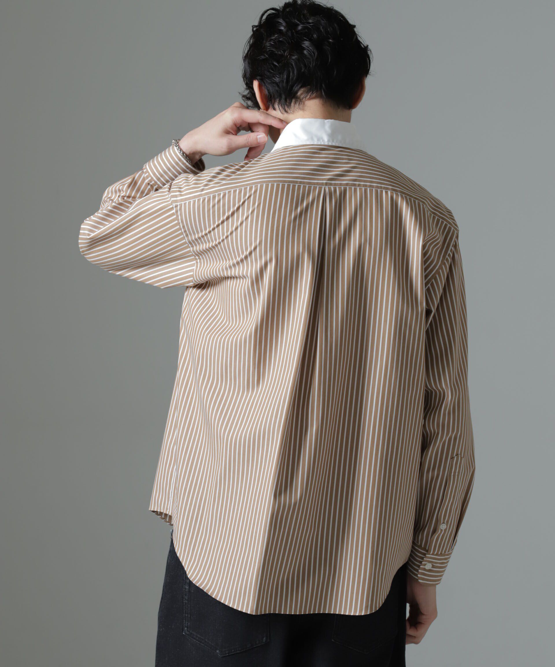 nano･universe「セミワイドストライプクレリックシャツ」|シャツ・ブラウス|