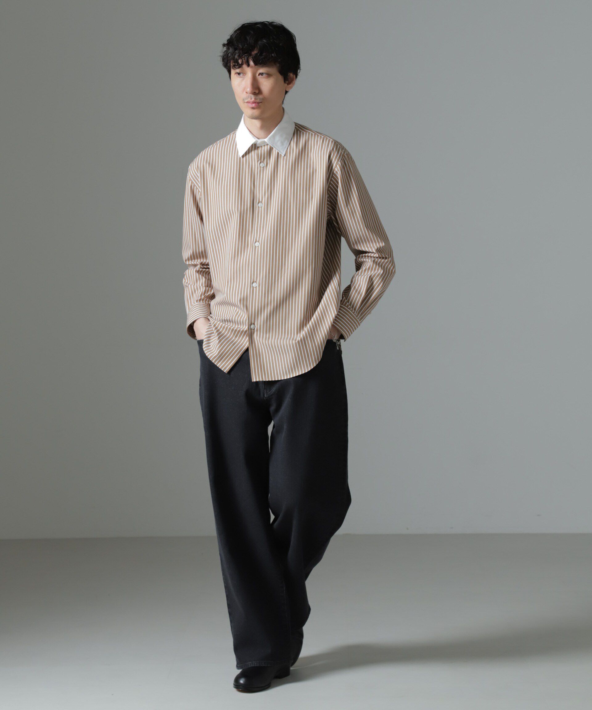 nano･universe「セミワイドストライプクレリックシャツ」|シャツ・ブラウス|