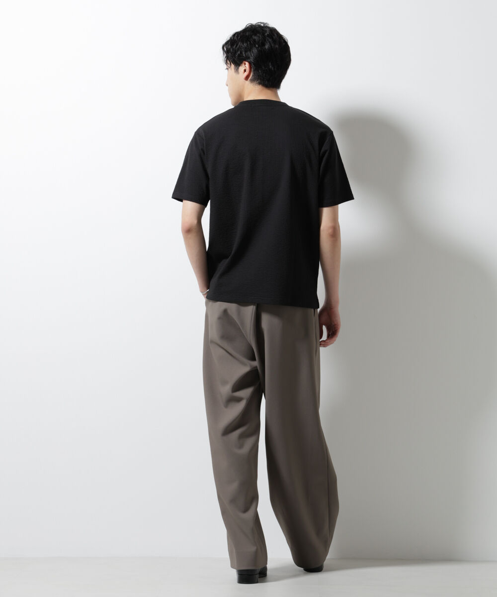 nano･universe「ジャージーサッカーヘンリーネックTシャツ 半袖」|Tシャツ・カットソー|