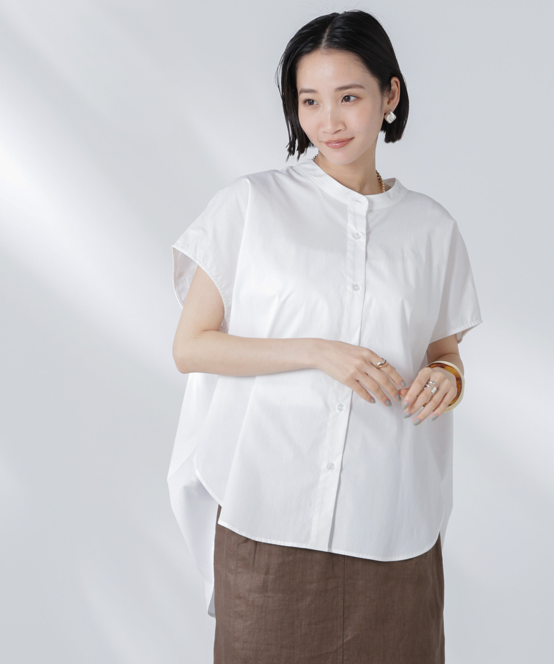 nano･universe「バックギャザーノースリーブブラウス」|シャツ・ブラウス|