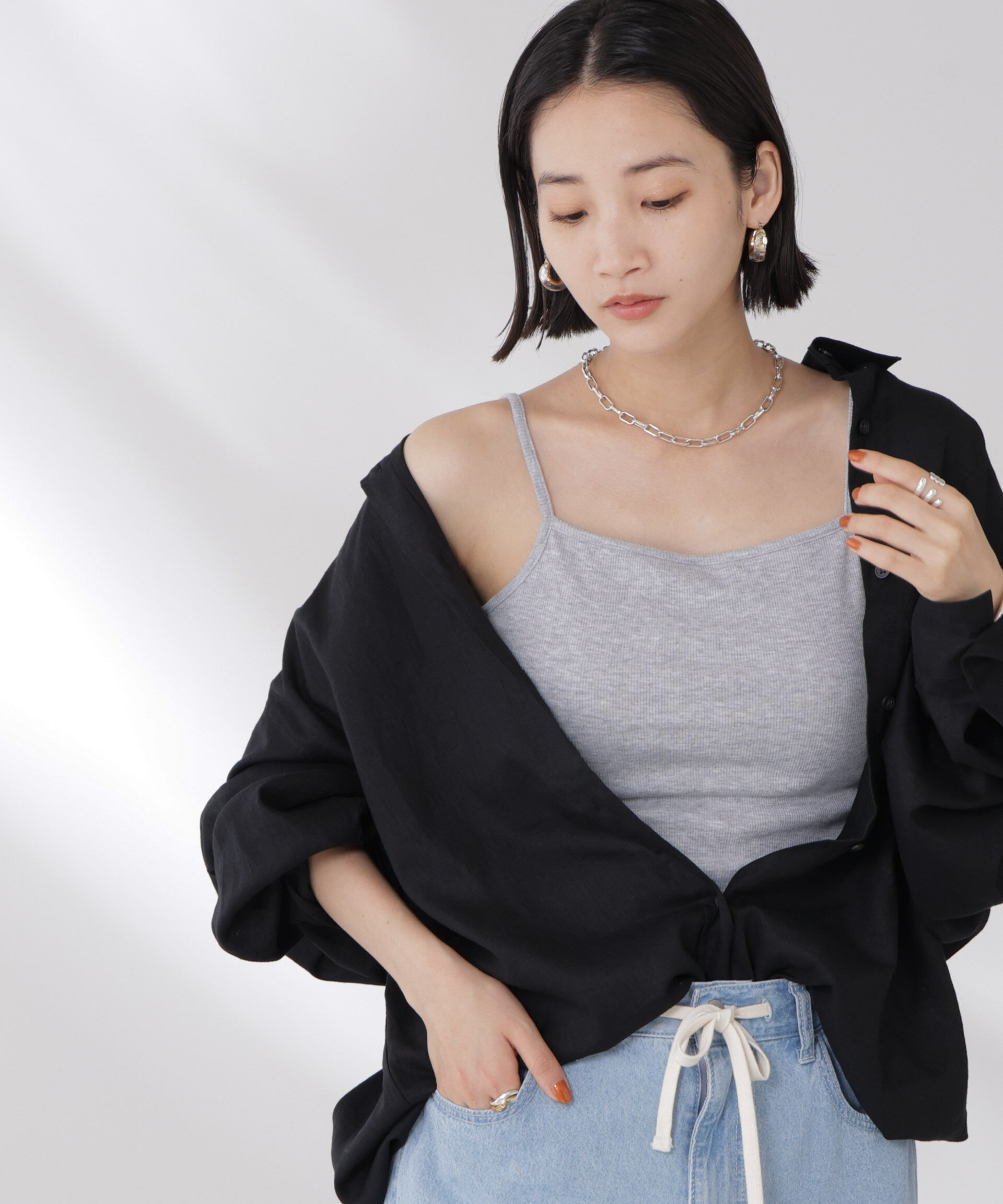 nano･universe「抗菌防臭・接触冷感機能 カップ付きキャミソール」|Tシャツ・カットソー|グレー