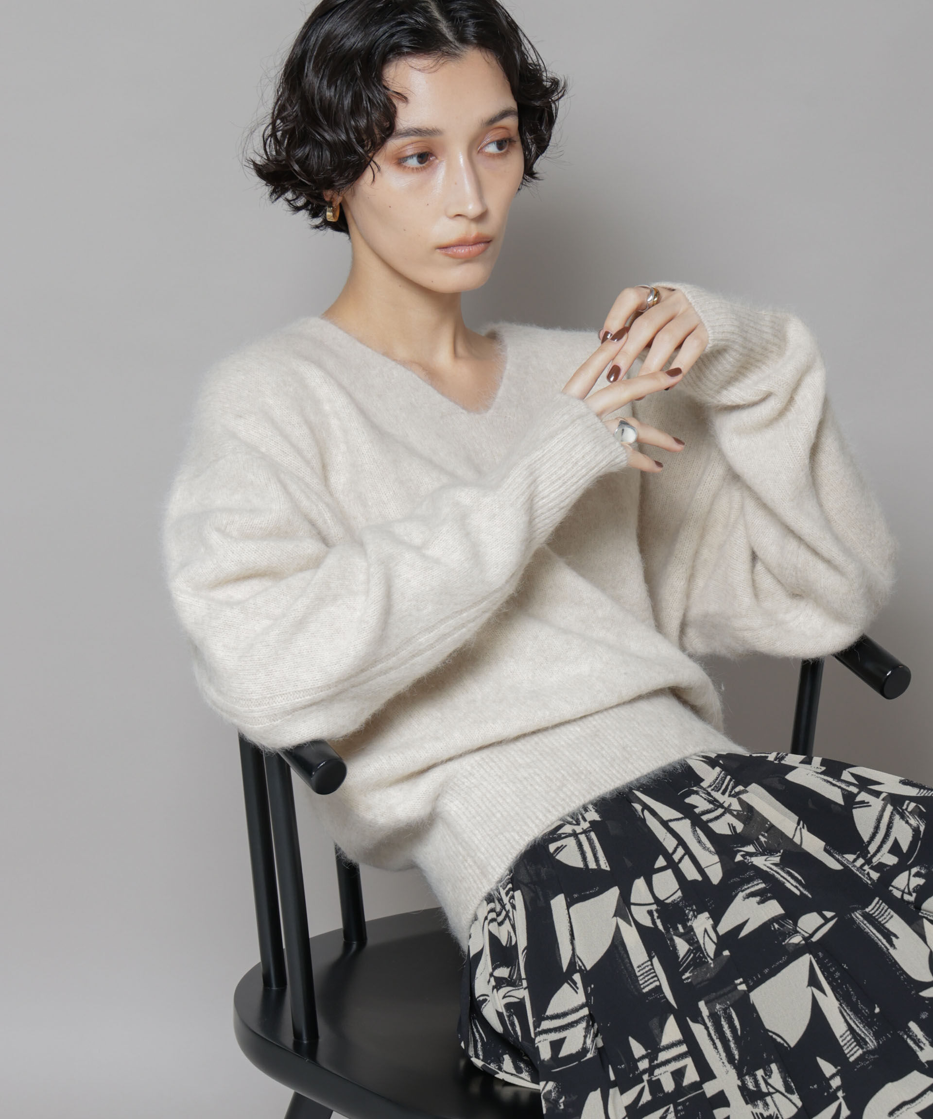 nano･universe「ウォッシャブルフォックスVネックニットプルオーバー」|ニット・セーター|