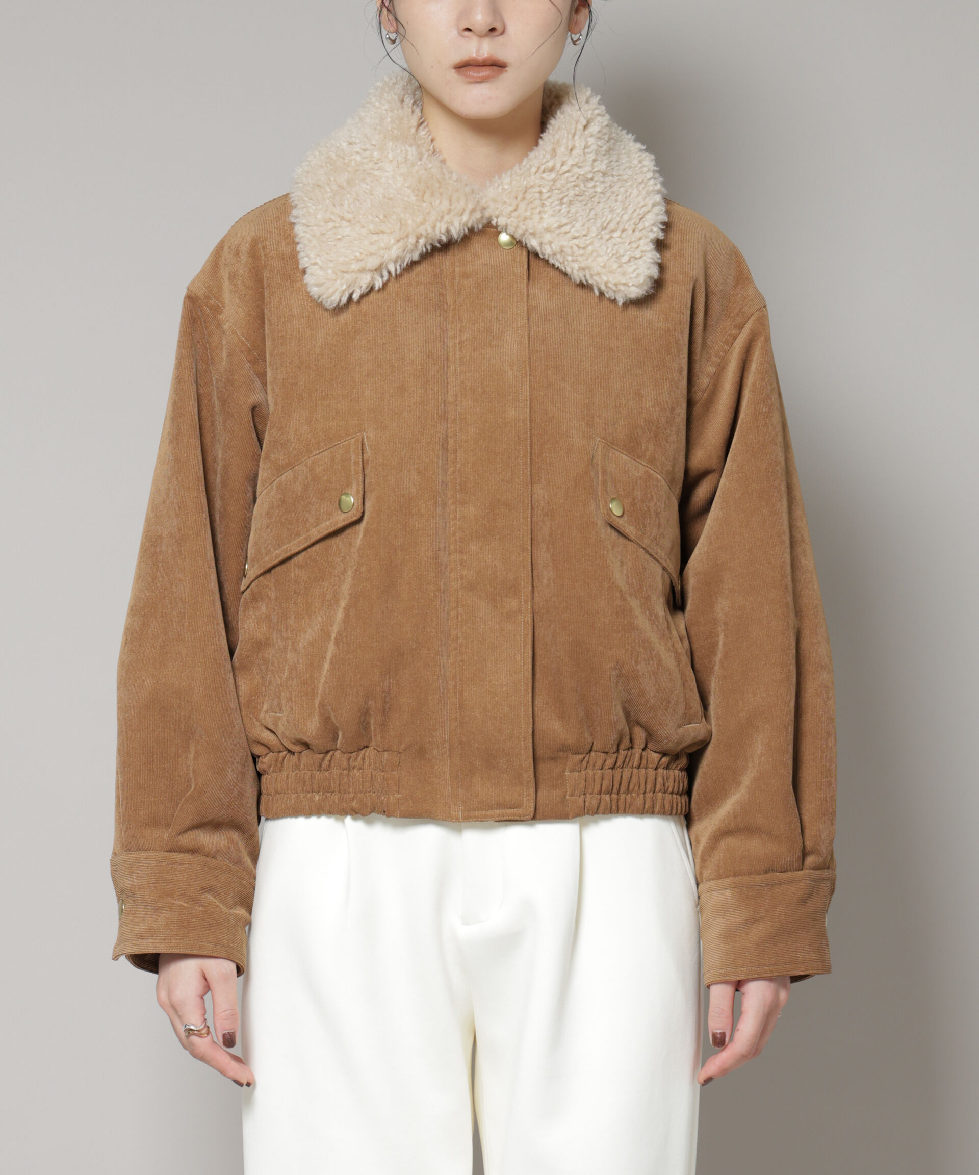 nano･universe「ボア衿付きコーデュロイ中綿ブルゾン」|ブルゾン・スタジャン|