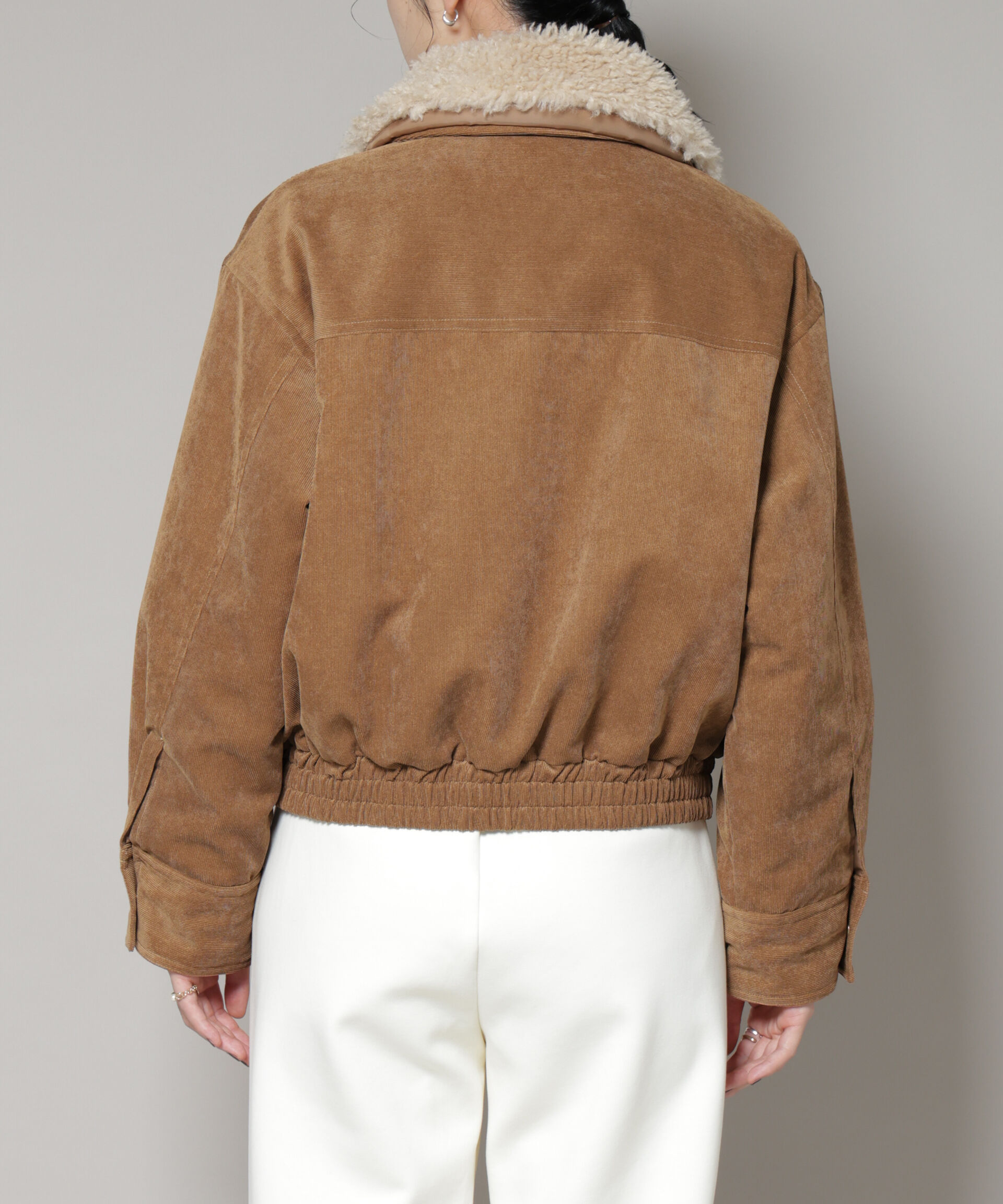 nano･universe「ボア衿付きコーデュロイ中綿ブルゾン」|ブルゾン・スタジャン|