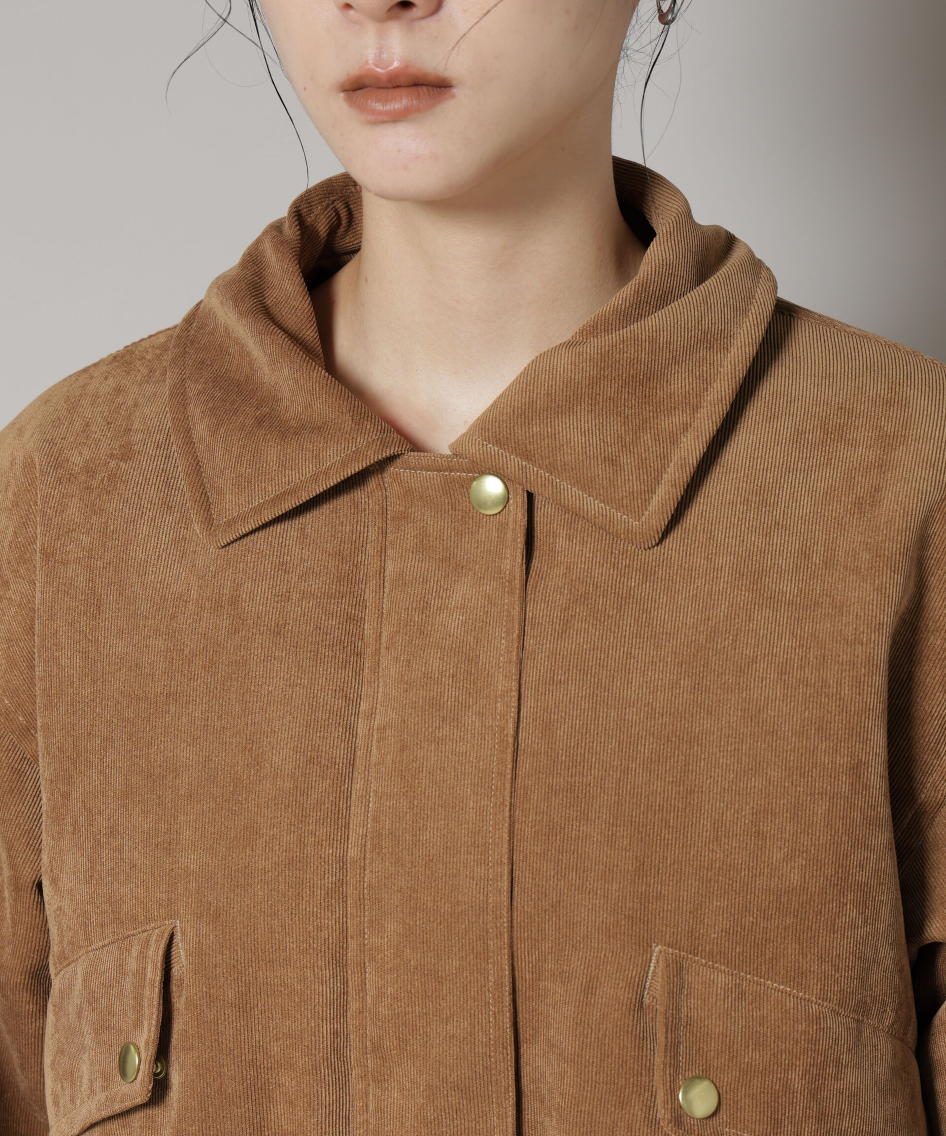 nano･universe「ボア衿付きコーデュロイ中綿ブルゾン」|ブルゾン・スタジャン|