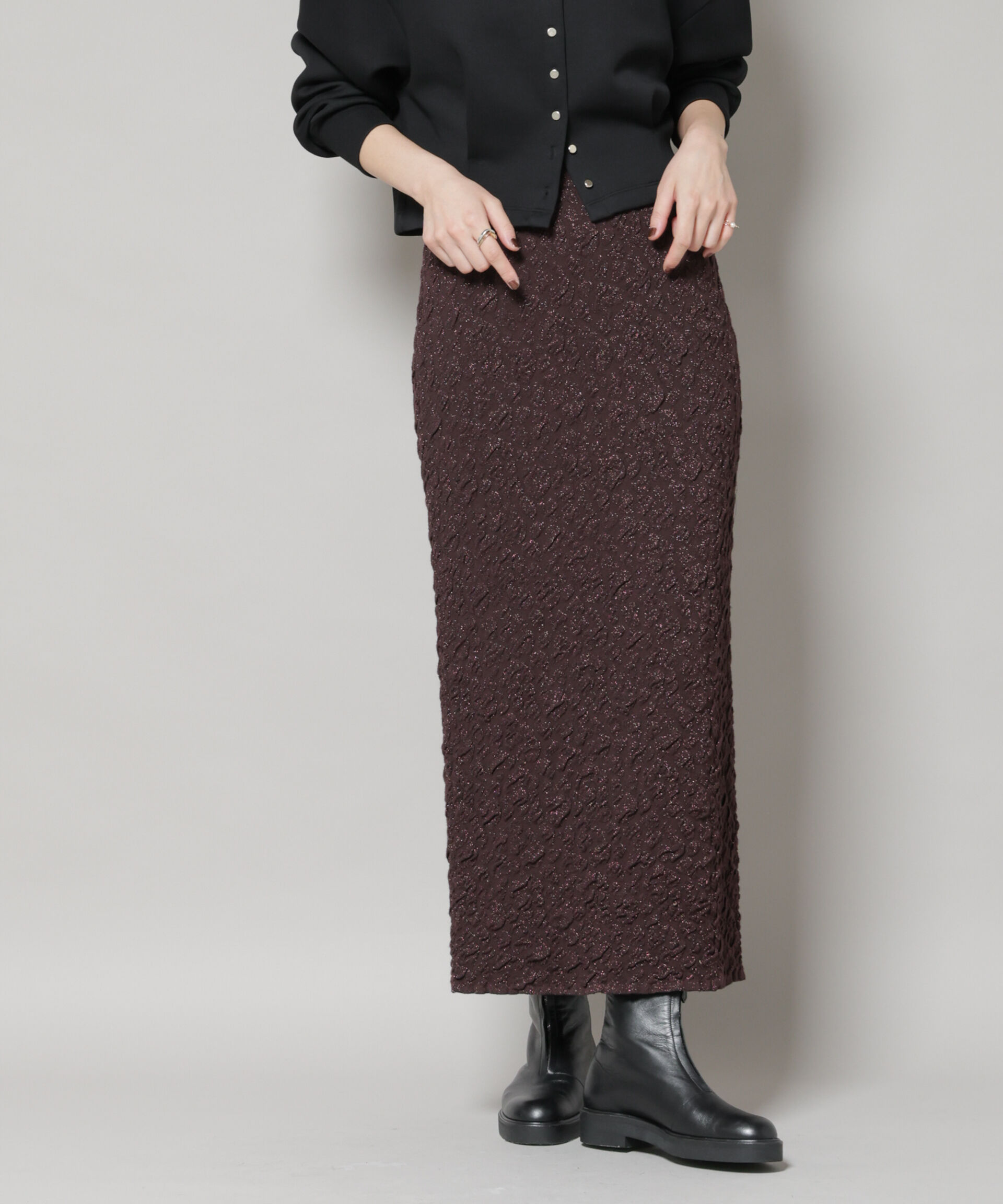 nano･universe「ラメジャガードニットタイトスカート」|スカート|